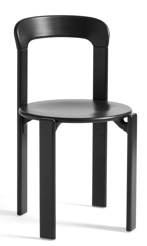 Schwarzer Rey Chair Stuhl von Hay mit runder Sitzfläche und minimalistischem Design. Moderner Stuhl für Esszimmer.